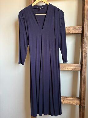Isabella Oliver Navy V Neck Tie Back Maternity Midi Dress Size 4 (US 10)